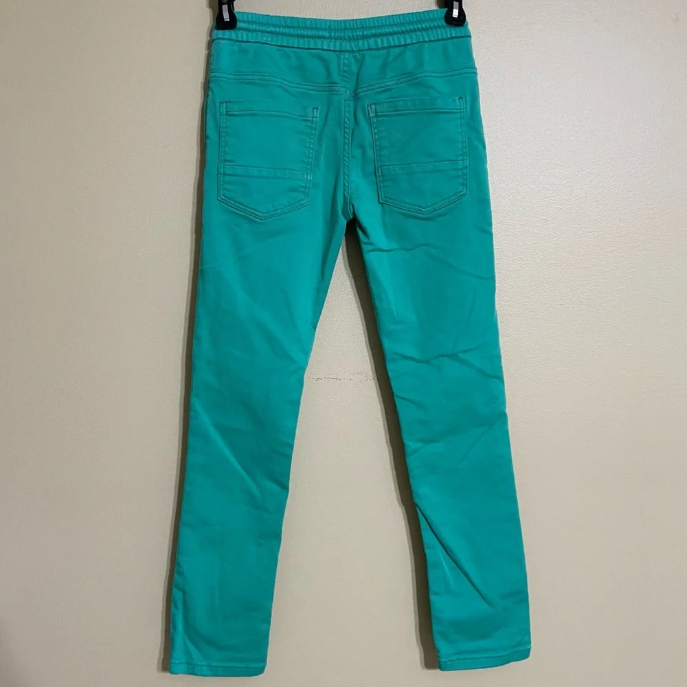 Mini Boden teal jeans button drawstring pull on‎ size 9Y